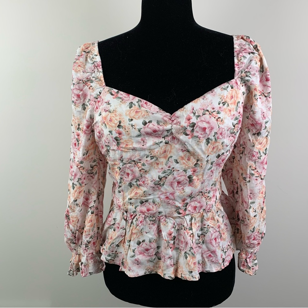 Francescas floral cropped peplum top